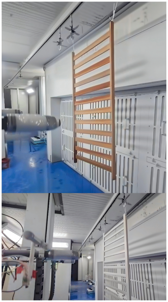 electrostatic spray application in wood industry